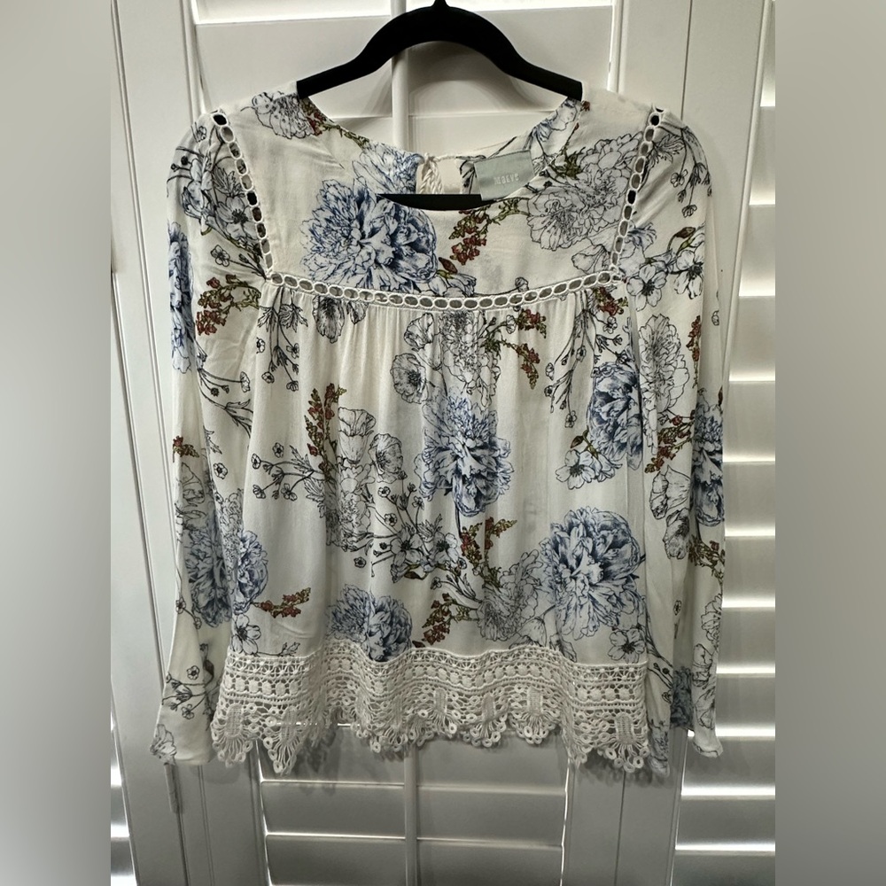 Anthropologie Maeve Southern Belle Swing Top Floral‎ Lace Blouse Sz XS or Small